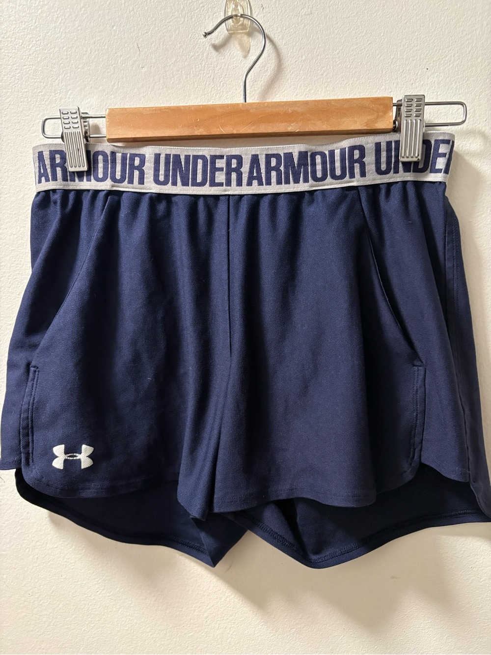Under Armour Navy Women's Athletic Shorts with Branded Waistband size M